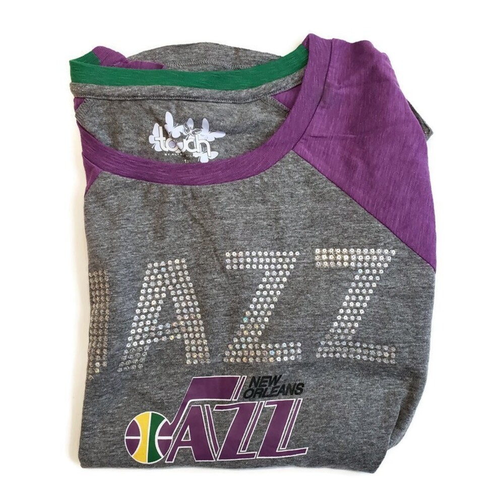 NBA Womens Plus 1X New Orleans Jazz Throwback Conference T-Shirt Heather Grey - Picture 5 of 5